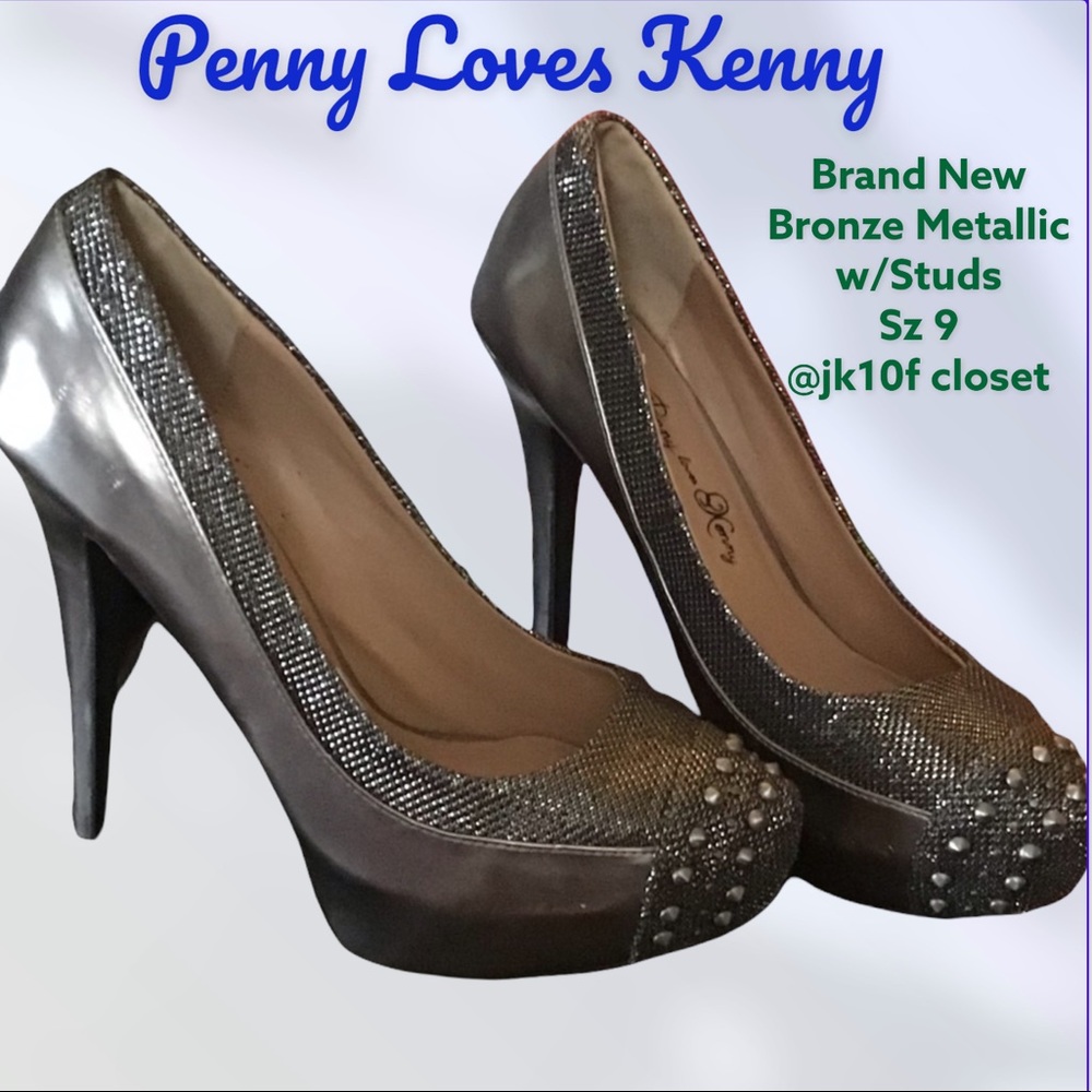 LOWEST🌺 NWT PENNY LOVES KENNY Sz 9 SNAKE & SILVER STUDS HEELS